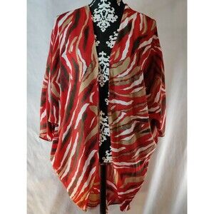 C Open Front Zebra Print Top Blouse Wide Sleeve Multicolor Womens Size‎ Small